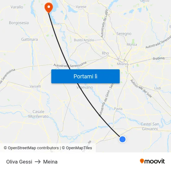 Oliva Gessi to Meina map
