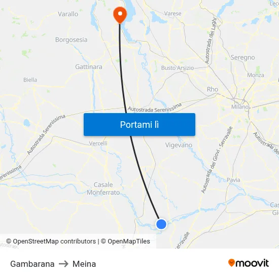 Gambarana to Meina map