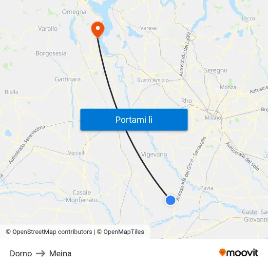 Dorno to Meina map