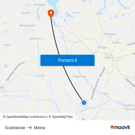 Scaldasole to Meina map