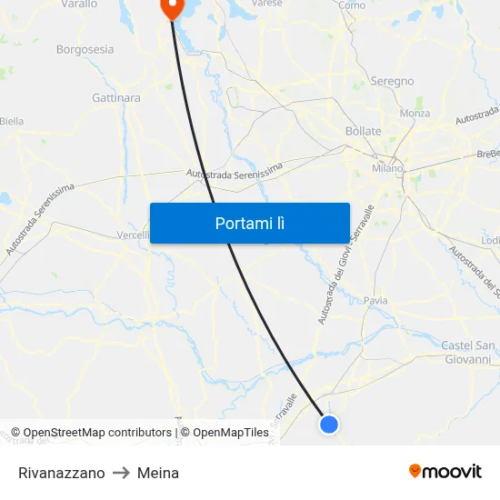 Rivanazzano to Meina map