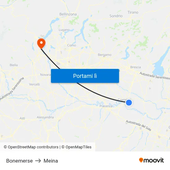 Bonemerse to Meina map