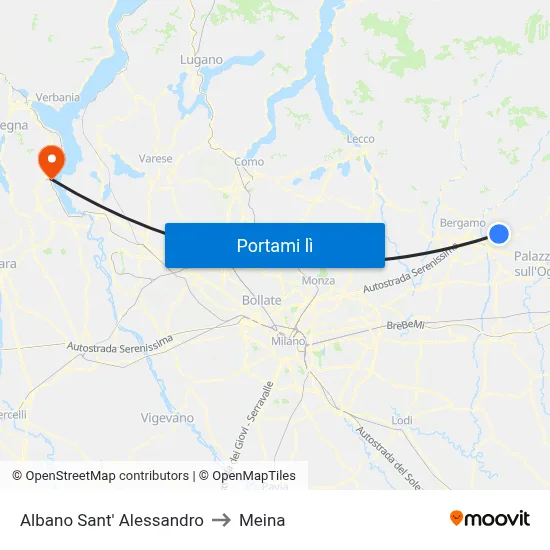 Albano Sant' Alessandro to Meina map