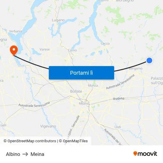 Albino to Meina map