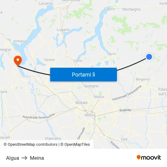 Algua to Meina map
