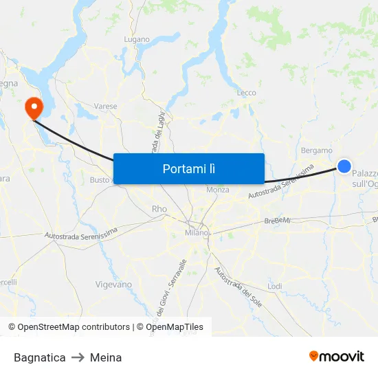 Bagnatica to Meina map