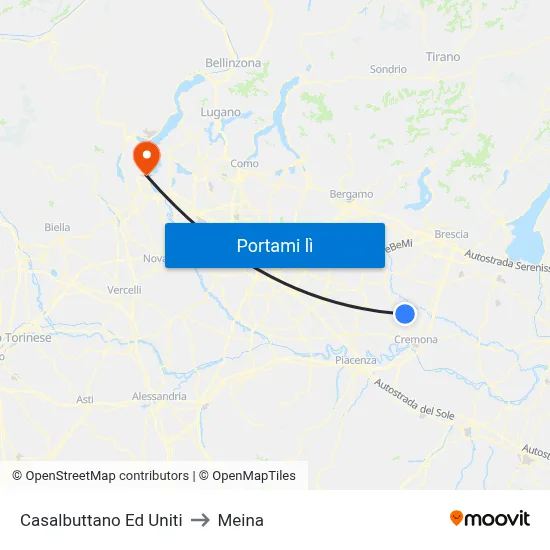 Casalbuttano Ed Uniti to Meina map