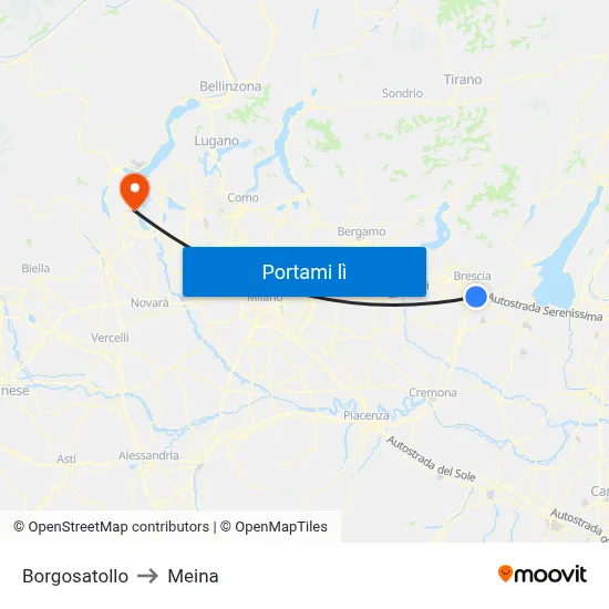 Borgosatollo to Meina map