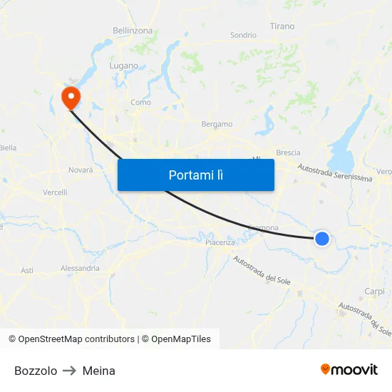 Bozzolo to Meina map