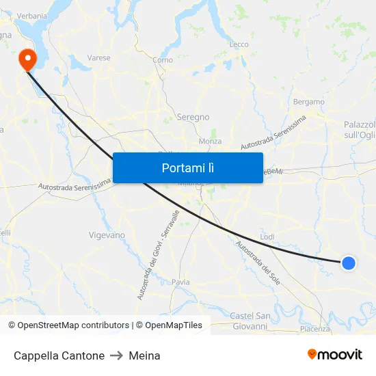 Cappella Cantone to Meina map