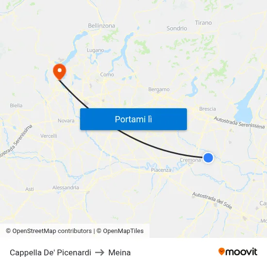 Cappella De' Picenardi to Meina map