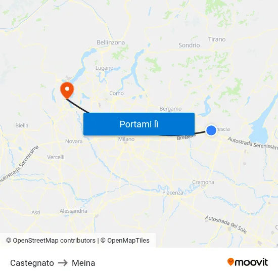 Castegnato to Meina map
