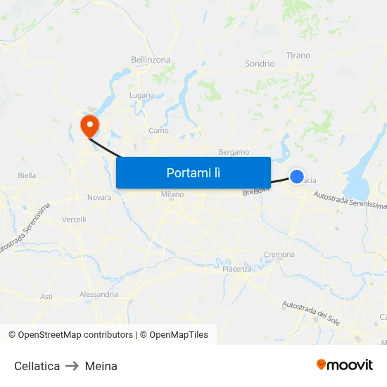 Cellatica to Meina map