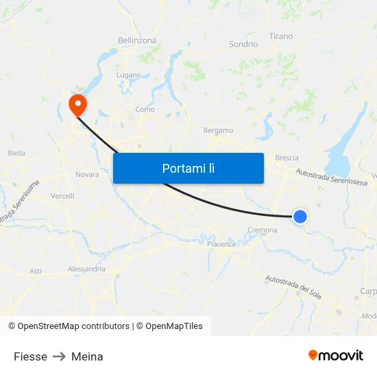 Fiesse to Meina map