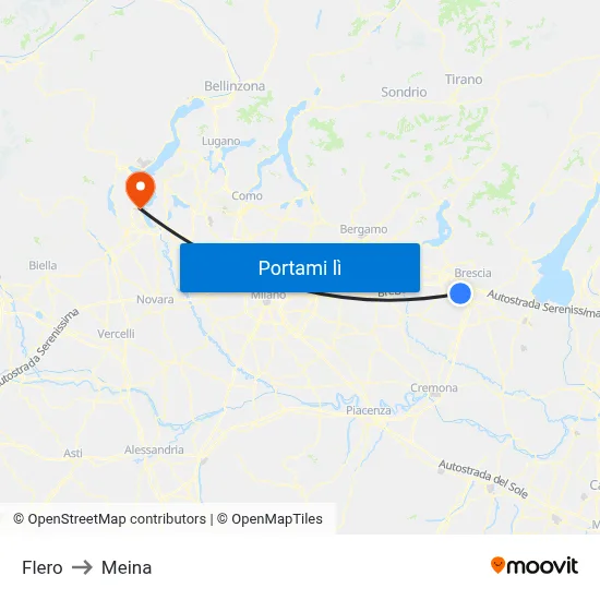 Flero to Meina map