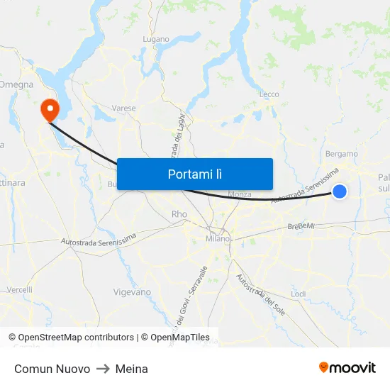 Comun Nuovo to Meina map