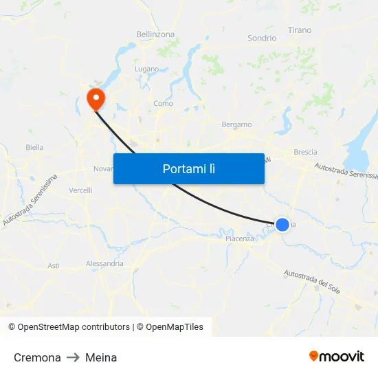 Cremona to Meina map