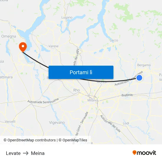 Levate to Meina map