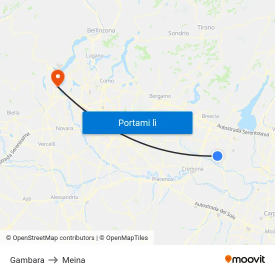 Gambara to Meina map