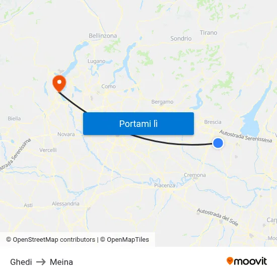 Ghedi to Meina map