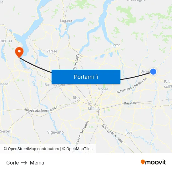 Gorle to Meina map