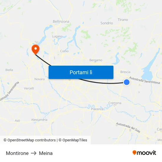 Montirone to Meina map