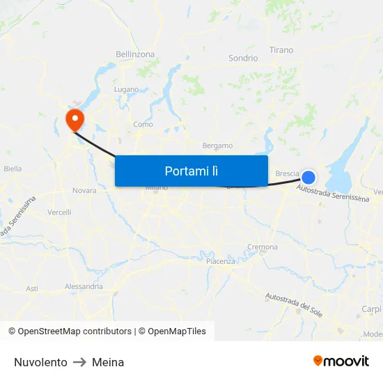 Nuvolento to Meina map