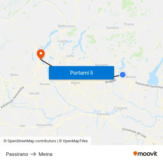 Passirano to Meina map