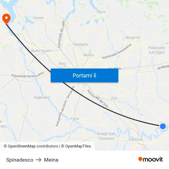 Spinadesco to Meina map