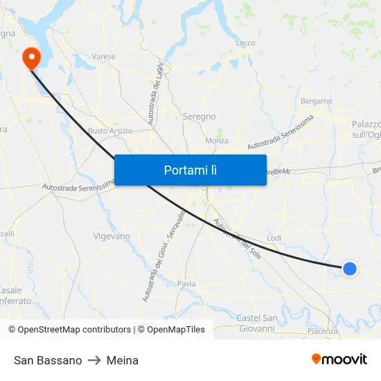 San Bassano to Meina map