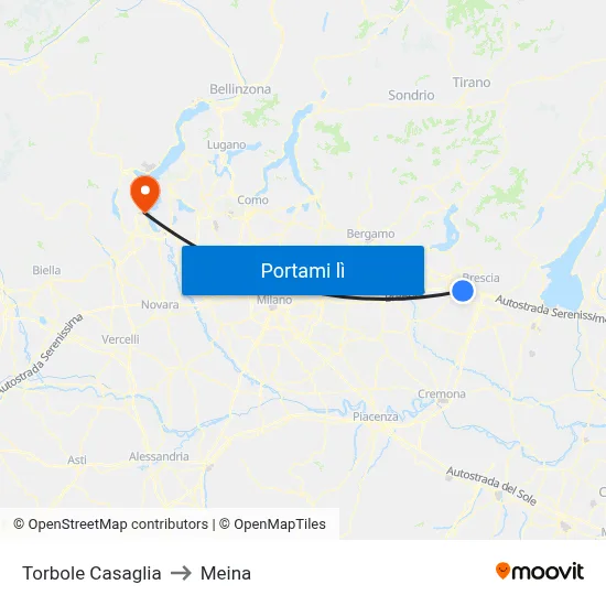 Torbole Casaglia to Meina map