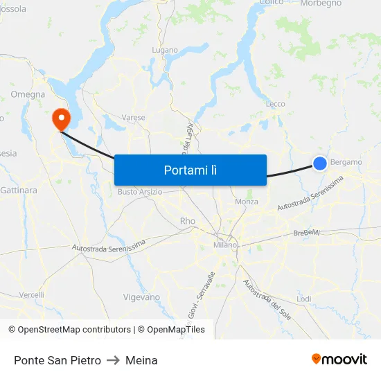 Ponte San Pietro to Meina map