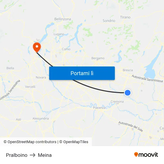 Pralboino to Meina map