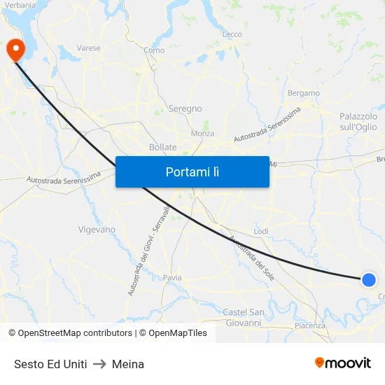 Sesto Ed Uniti to Meina map