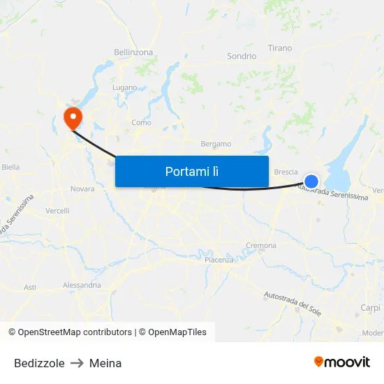 Bedizzole to Meina map