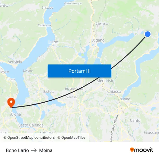 Bene Lario to Meina map