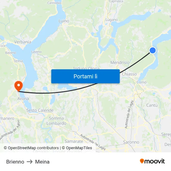 Brienno to Meina map