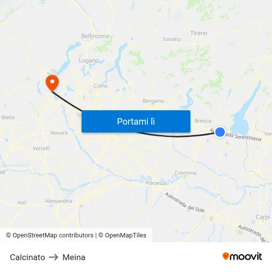 Calcinato to Meina map
