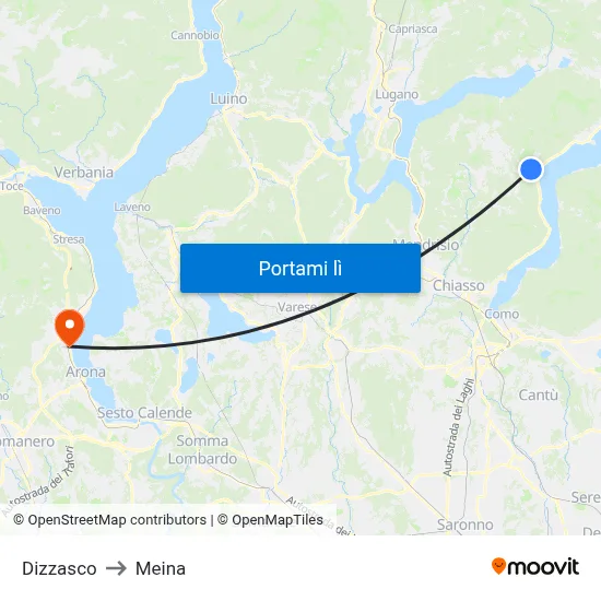 Dizzasco to Meina map