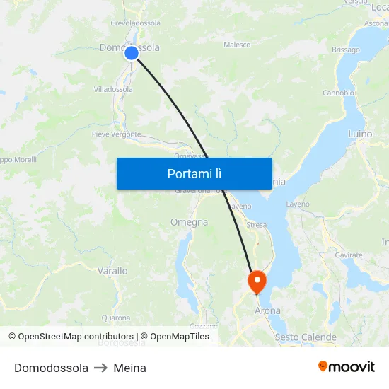 Domodossola to Meina map