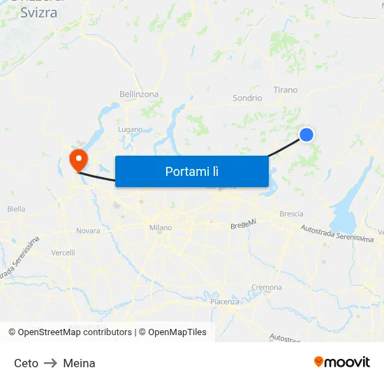 Ceto to Meina map