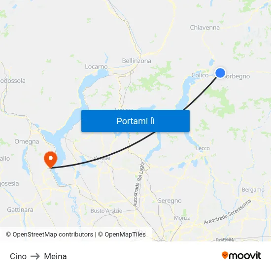 Cino to Meina map