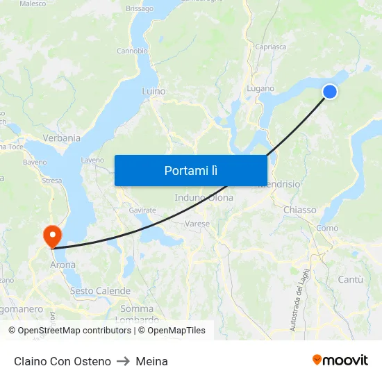 Claino Con Osteno to Meina map