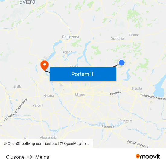 Clusone to Meina map