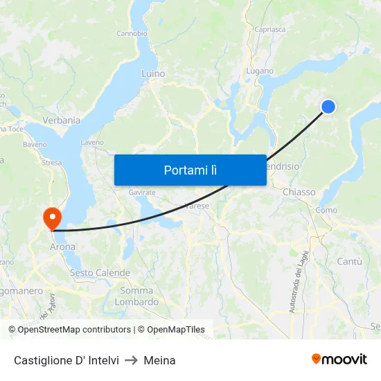 Castiglione D' Intelvi to Meina map