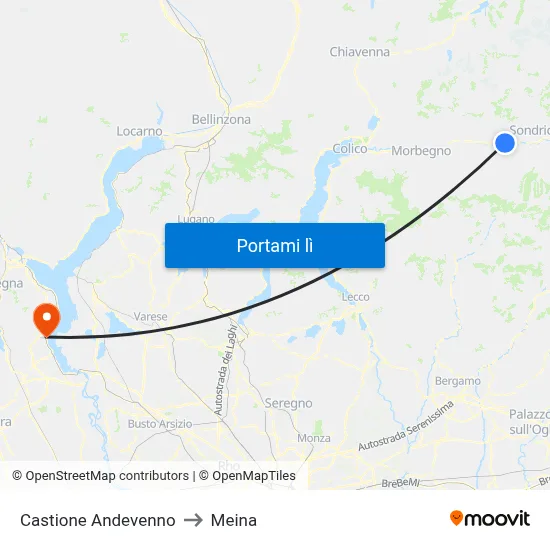 Castione Andevenno to Meina map