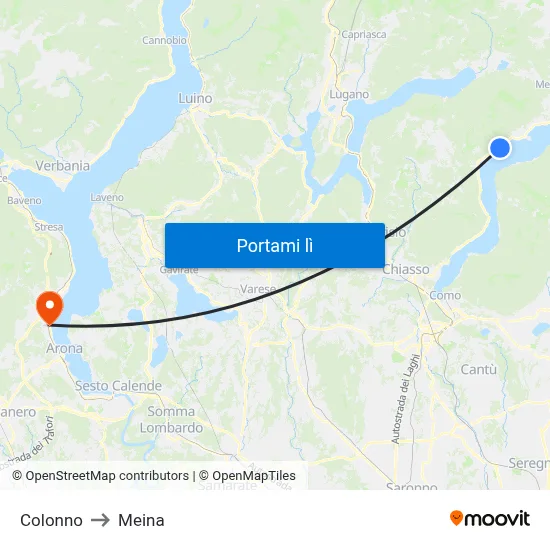 Colonno to Meina map