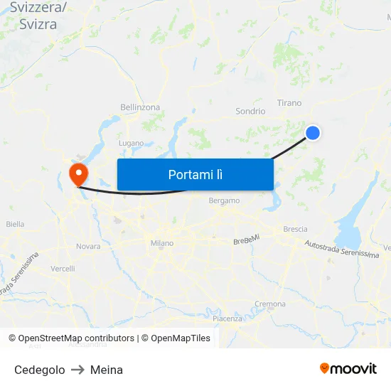 Cedegolo to Meina map