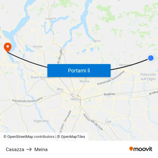 Casazza to Meina map