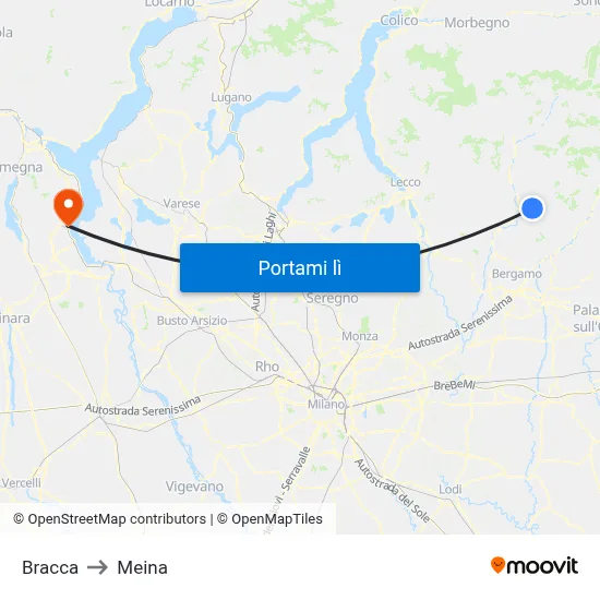 Bracca to Meina map